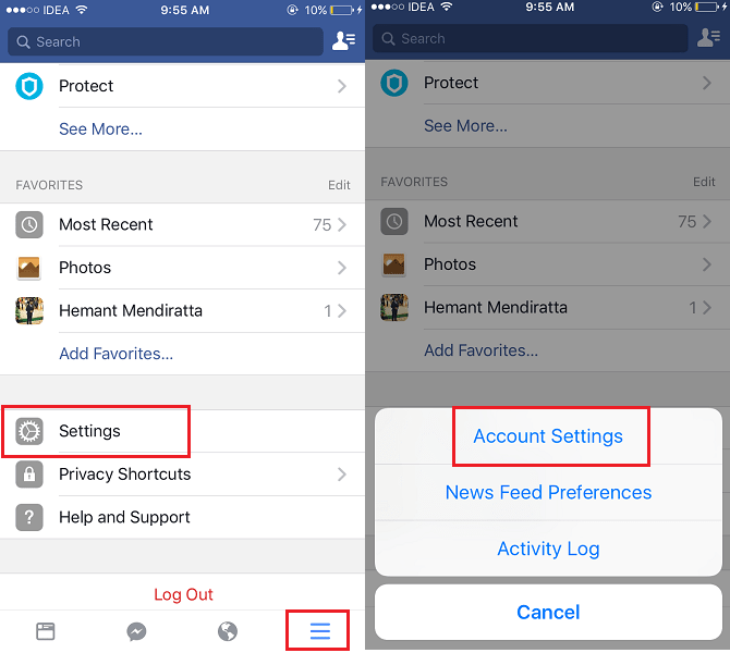 Facebook iOS -sovelluksen asetukset