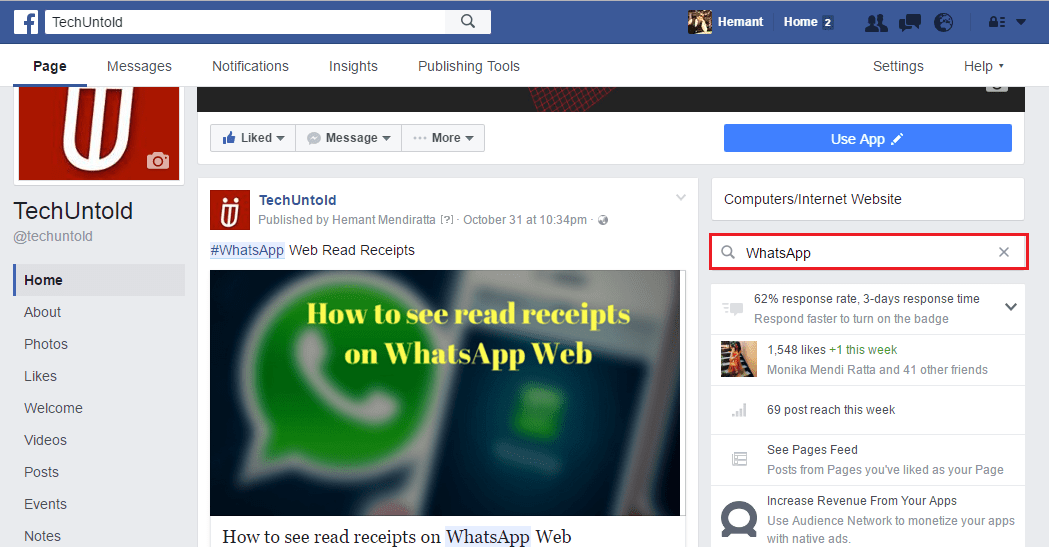Etsi Facebook-sivulta tiettyjä viestejä