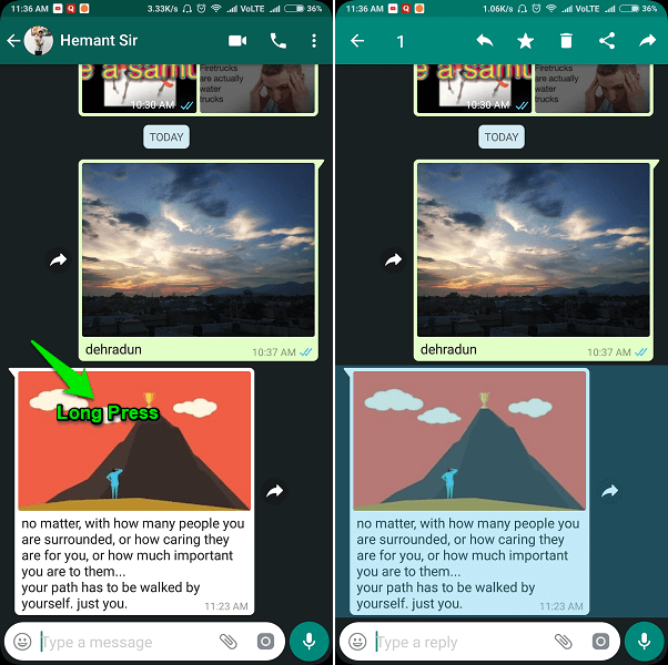 WhatsApp-Bild mit Bildunterschrift auf Android weiterleiten