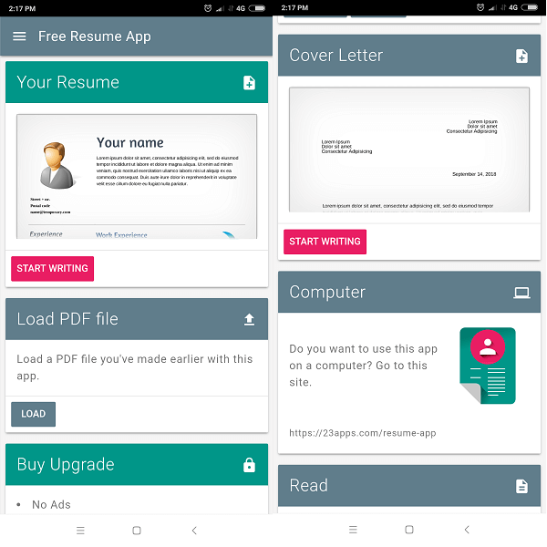 App gratuita per il curriculum