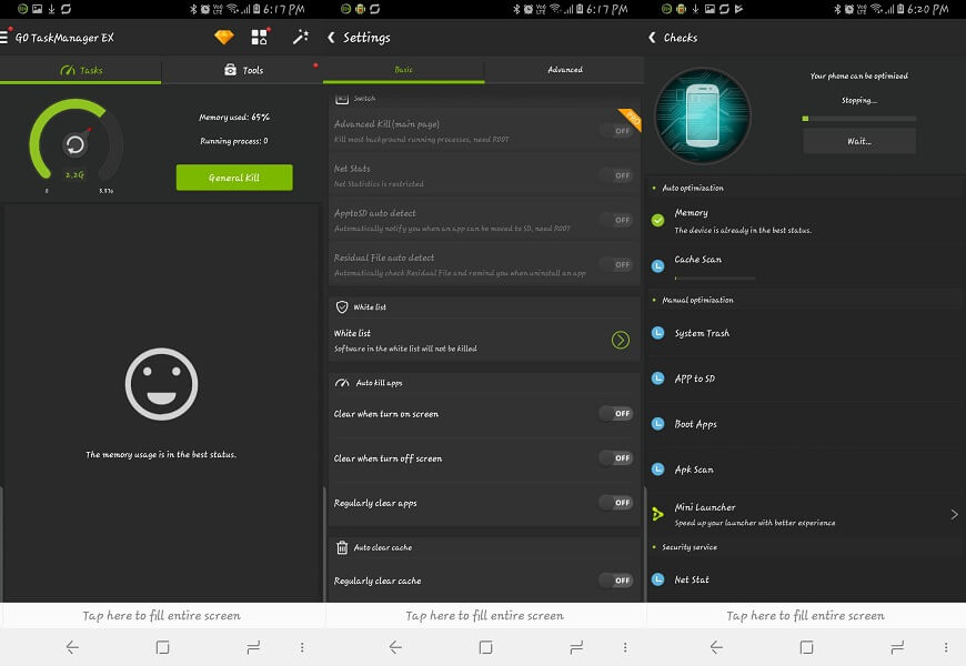 GO Cleaner és TaskManager