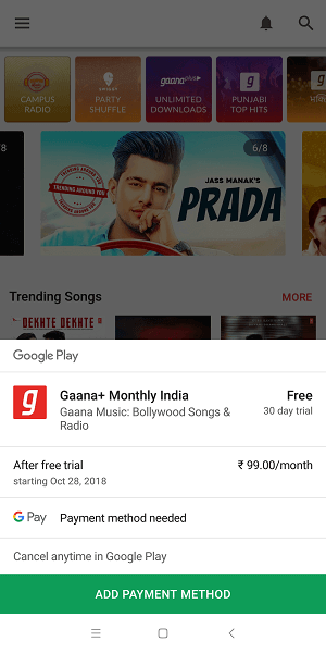 Gaana gratis proefversie