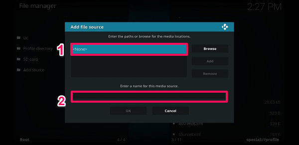 إضافة مصدر الملف - إضافة repo Kodi