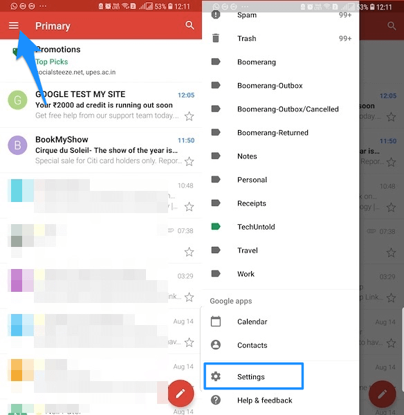Gmail-asetukset iOS Android