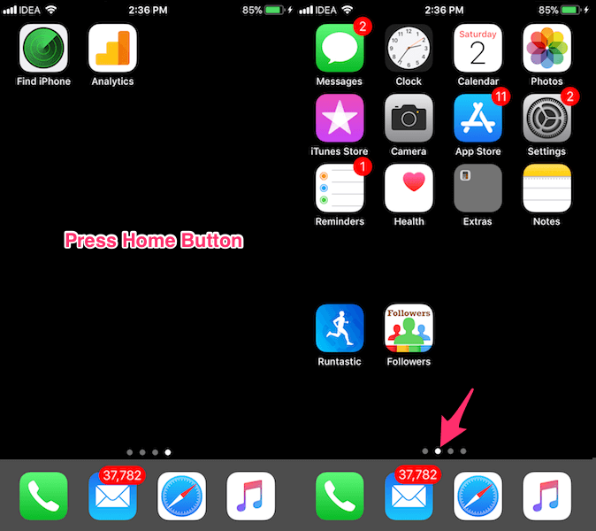 快速转到 iPhone 上的第一个主屏幕