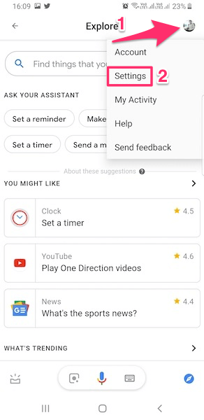 Настройки Google Ассистента