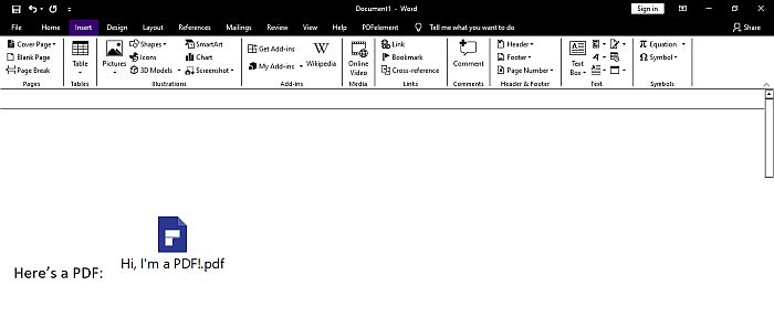 Een PDF invoegen in een Word-document