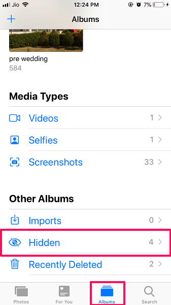Скрытый альбом в iPhone для фото и видео