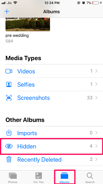 Rejtett album az iPhone-on fényképekhez és videókhoz