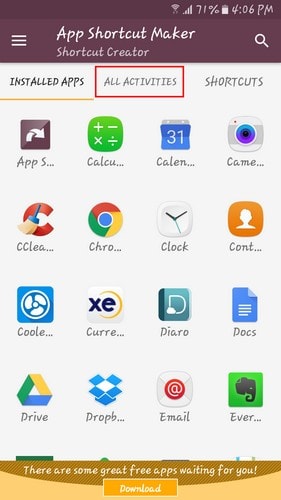 Androidアクティビティのショートカットを作成する方法