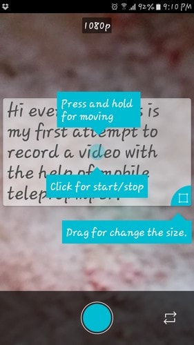 Как добавить телесуфлер в камеру Android
