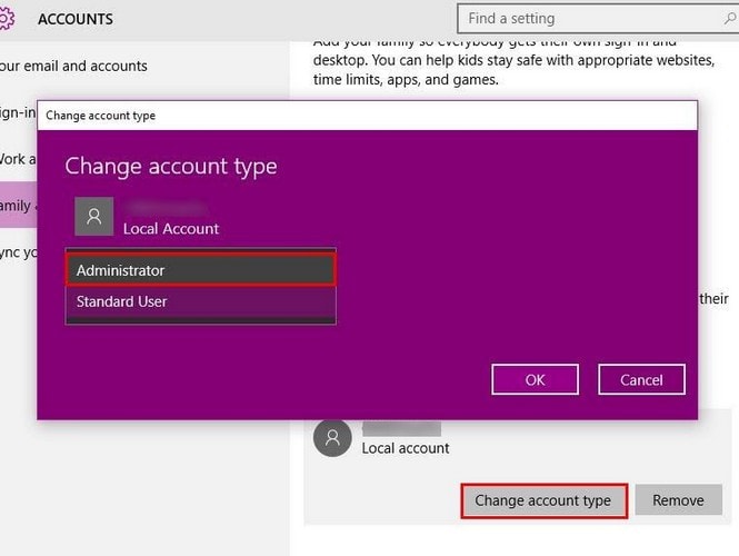 Come concedere privilegi amministrativi a un account Windows 10
