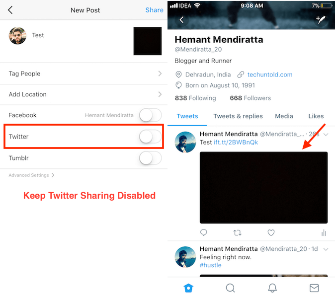 Instagram fotoğrafları Twitter