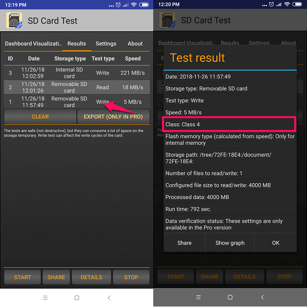 Comment vérifier la classe de la carte SD - Test de la carte SD