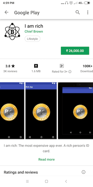 Ik ben rijk - dure app