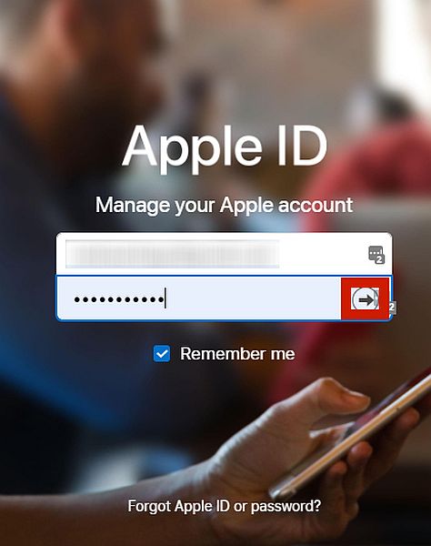 Страница входа в Apple ID