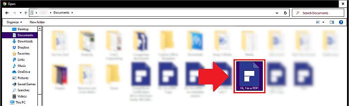 Encontrar el archivo PDF a convertir en el sitio de Adobe Acrobat