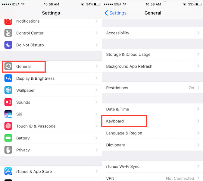 鍵盤設置 iOS 設備