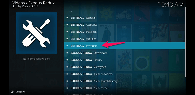 Kodi Exodus - 工具 - 設置提供商