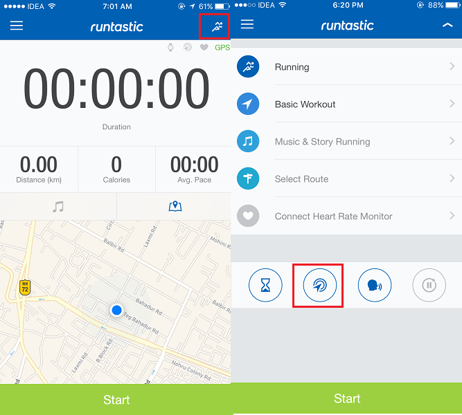 Runtastic de rastreamento ao vivo