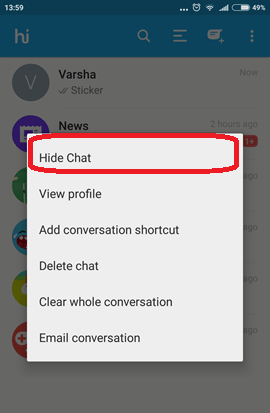 Skrýt chat v Hike v Androidu