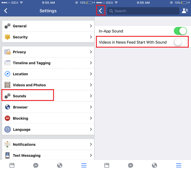 Laita äänet pois päältä automaattisesti toistetuille videoille Facebook iOS -sovelluksessa