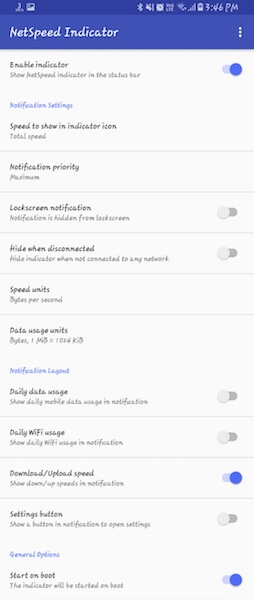NetSpeed ​​표시기