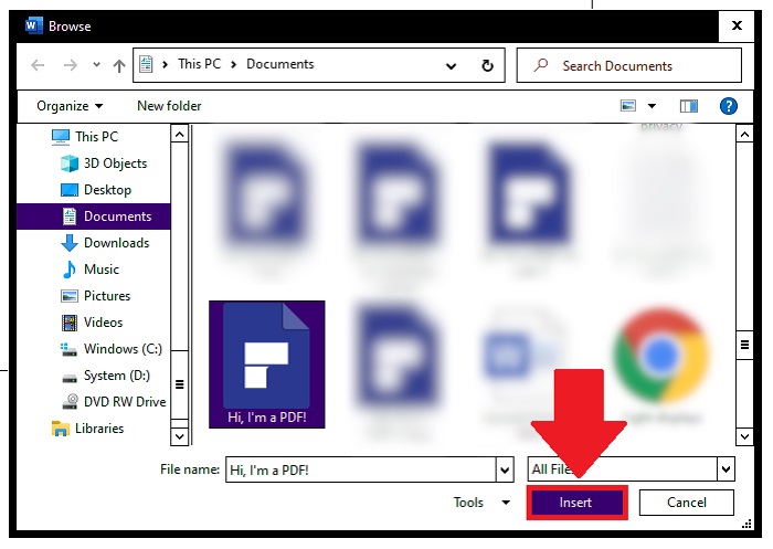 Insertar archivo PDF en un documento de Word como un objeto