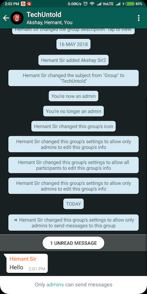 Tylko administratorzy grup mogą wysyłać wiadomości WhatsApp