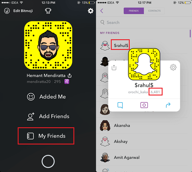 Βρείτε τη βαθμολογία άλλων Snapchat