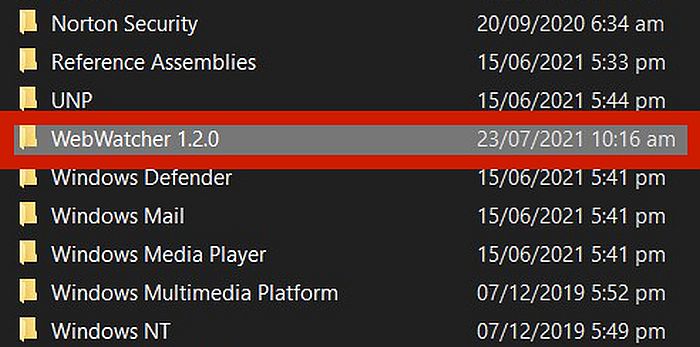 突出显示 webwatcher 1.2.0 文件夹的程序文件文件夹