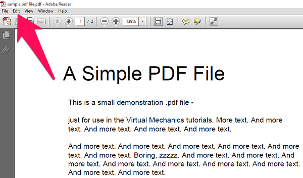 PDF-tiedosto Adobe Readerissa