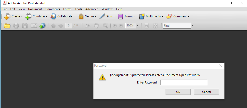 Arquivo PDF bloqueado com senha