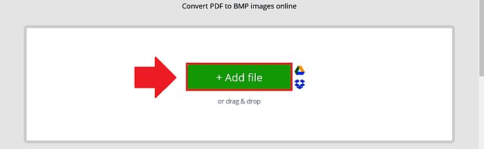 Klikken op de knop Bestand toevoegen in PDF Candy