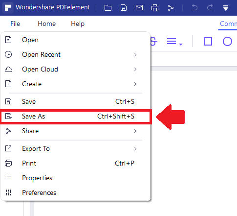 PDFelement Save as