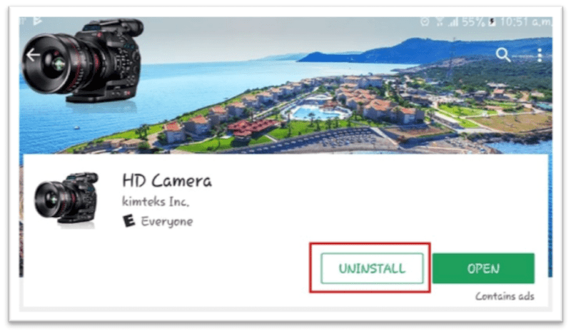 Telefoon loopt vast bij gebruik van Camera fix
