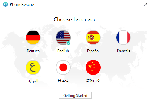لغات برنامج PhoneRescue