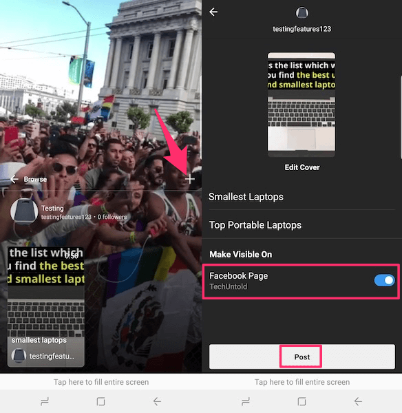 Publicar videos de IGTV en el perfil o página de Facebook