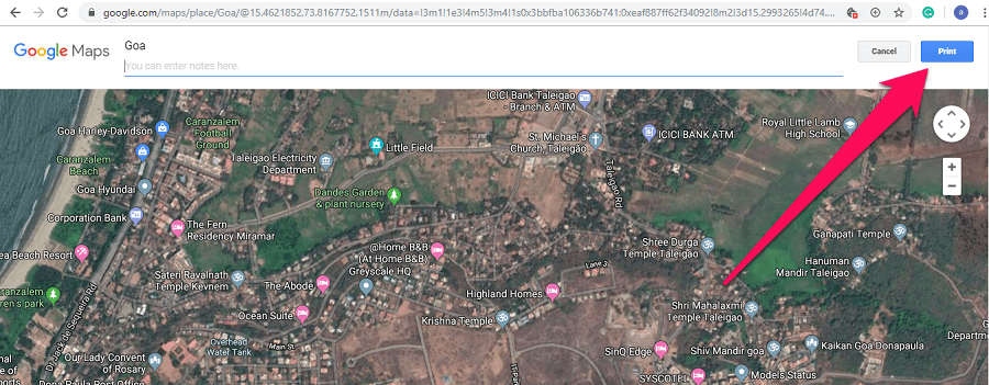 Drukuj mapy w Mapach Google