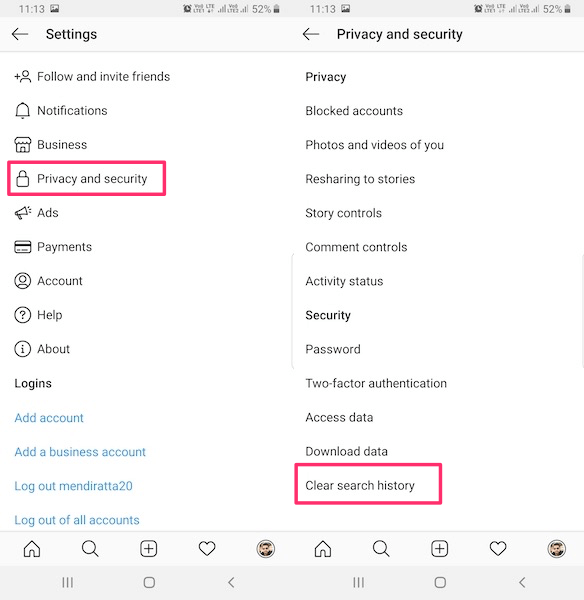 Datenschutz- und Sicherheitseinstellungen Instagram