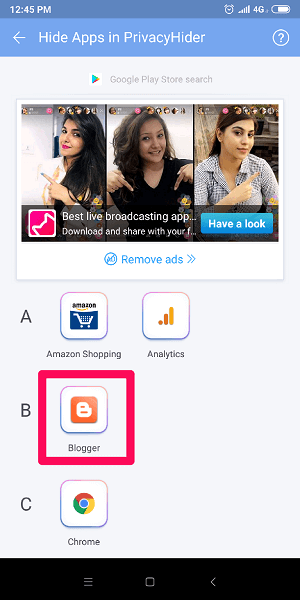 プライベートミー-非表示にするアプリを選択