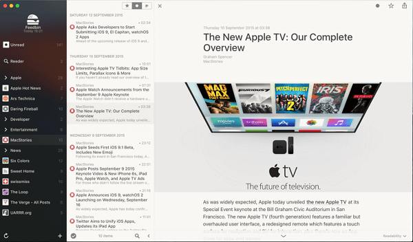 Reeder - 最好的 RSS 阅读器 Mac