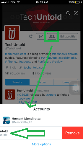 Extra account verwijderen Twitter