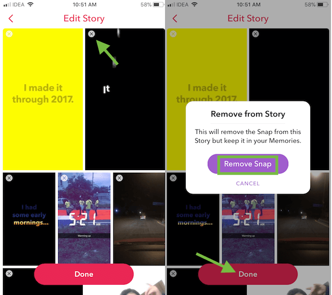 Odstraňte snímky z příběhu Year In Review na Snapchatu
