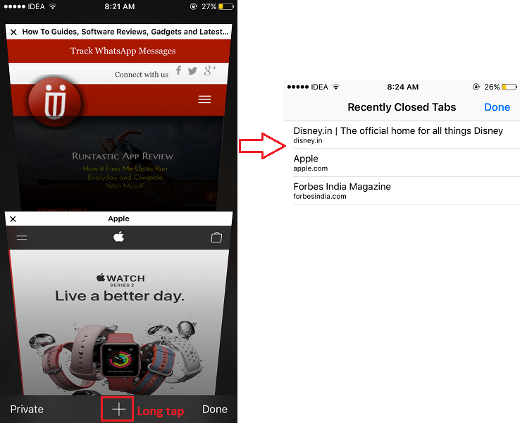Nyissa meg a Nemrég bezárt lapokat a Safari alkalmazásban iPhone/iPad eszközön
