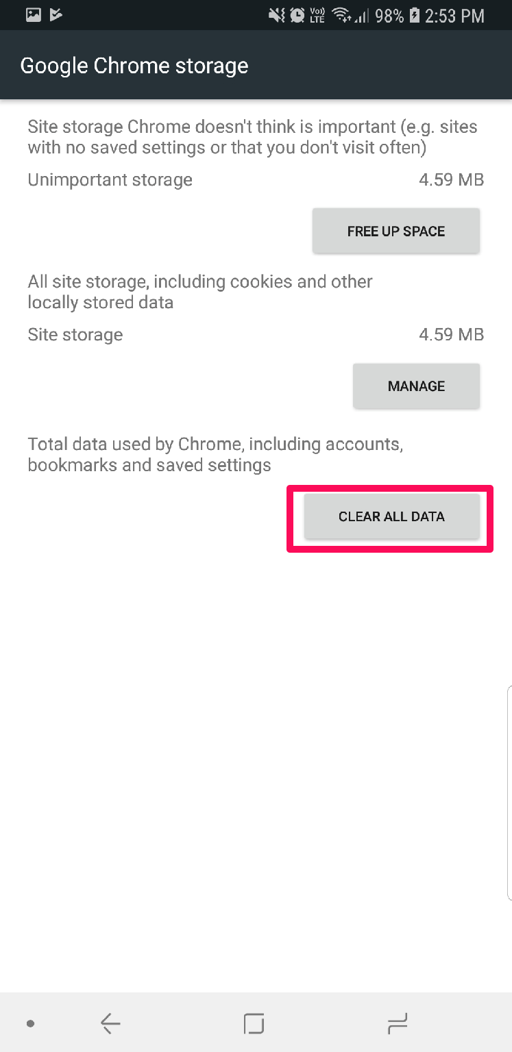 Nulstil Chrome-indstillinger på Android - ryd alle data
