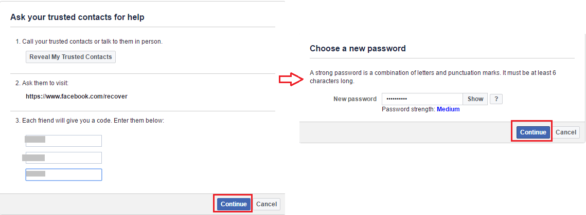 Reimposta la password di Facebook utilizzando i contatti fidati