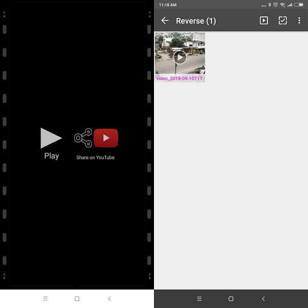 Ters Video FX galerisi ve YouTube