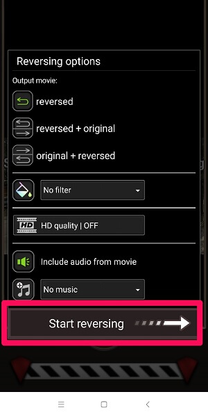 Filmi ters çevir FX Tersine Başla