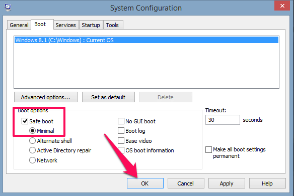 Option de mode sans échec